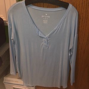Soft and sexy blue long sleeve shirt